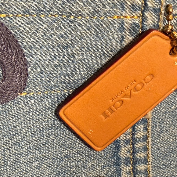 NWT Coach Blue Denim Embroidered Tote with Tag - Picture 5 of 5